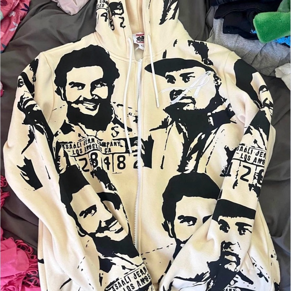 Asaali Jeans Beige Graphic Hoodie